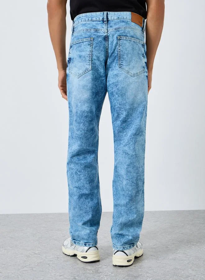 Styli Light Blue Men Light Blue Mid-Wash Relaxed Fit Jeans for Men | Best Price UAE
